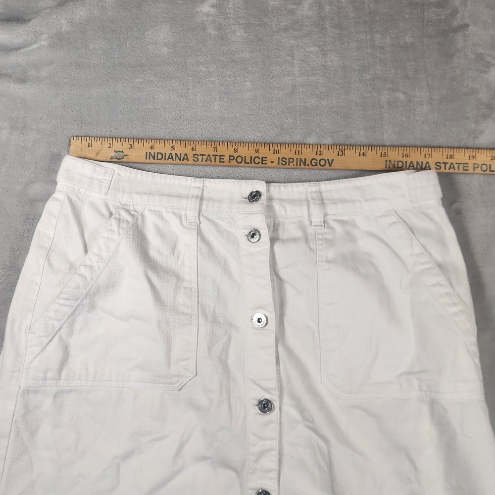 1967 Compagnie Ralph Lauren White Denim Long Pencil Skirt Size 12 Button Front - Picture 3 of 8